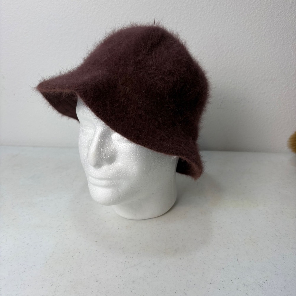 Vintage 100% Angora Rabbit Hair Fuzzy Cloche Bucket Hat Brown RN 105921